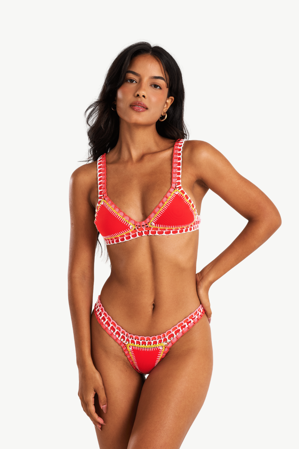Seraya - Parte superior de bikini de crochet rojo