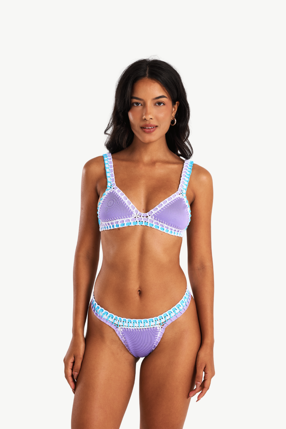 Flower - Mauve crochet bikini top